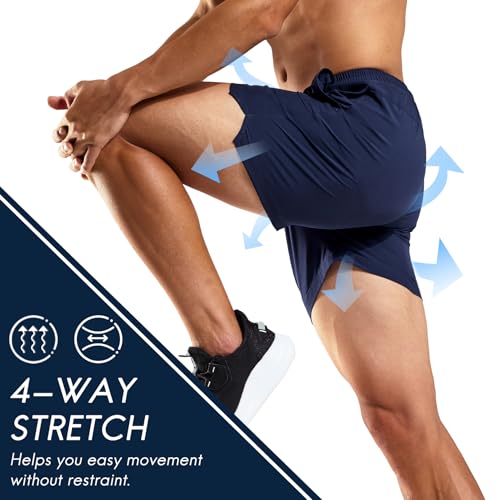 Image of Haimont 5 Inch Mens Dry Fit Running Athletic Shorts with Pockets, Water Resistant Lightweight Gym Workout Exercise Shorts
