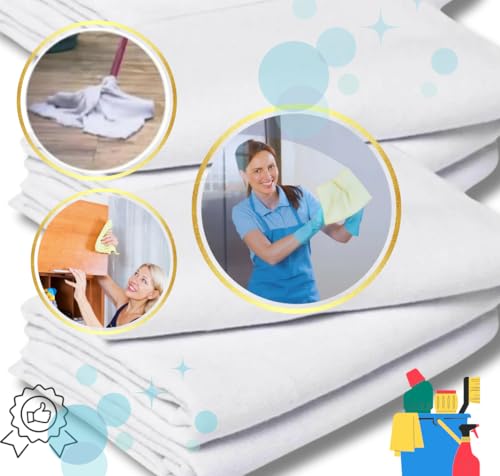 Kit 05 Panos de Chão, 100% Algodão, Grande 45x65cm, Reutilizável e Sustentável, Saco Branco Ideal Pa