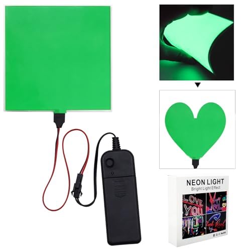 Image of Electroluminescent EL Panel Light, DIY EL Light Cuttable Paper for Decoration /Cosplay /Funny Birthday Parties /Horror Theme Parties /Pumpkinhead,Yellow (10cmx10cm)-1PCS (1, Green)
