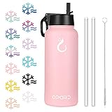 Opard Stainless Steel Water Bottle, 32 oz Vacuum Insulated Double Walled Leak Proof Sports Water Bottle with Straw for Gym Travel Camping
