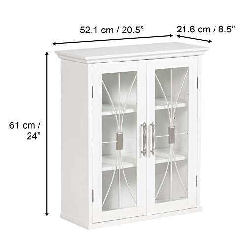 Teamson Home Wooden Bathroom Wall Cabinet with Doors, Bathroom Storage Cabinet, Removable Wall Cabinet, Adjustable Shelves, White, Delaney Collection - Image 4