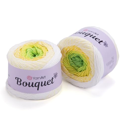 Yarn Art Bouquet Pure Cotton Yarn - 546 yds 8.80 Oz Multicolor Marbled Cotton Yarn - Rainbow Crochet for All Season Projects -%100 Cotton Fine(3) - Yarn (1 Skein) (705)