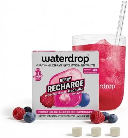 waterdrop® Microlyte Berry - Electrolytes Tablets for Hydration, 12 Water Flavouring Cubes with Magnesium & Calcium, Vegan Electrolytes Drinks, Sugar Free Hydration Tablets, Low Calorie Fitness Drink