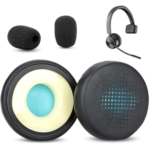 Image of Ear Pads Replacement Earpads Compatible with Poly Savi 7200 7210 7220 Office Headsets Ear Cushions with Memory Foam Breathable Skin Friendly and Protein Leather- Black