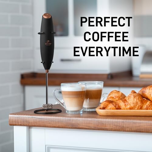 Zulay Kitchen Whisk Milk Frother with 4 Duracell Batteries - Powerful Handheld Foam Maker for Coffee, Lattes, Matcha, Hot Chocolate & Cappuccinos - Whip Creamy Froth in Seconds