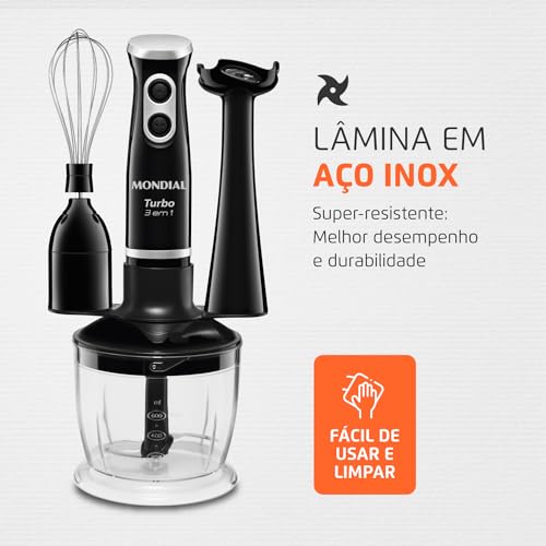 Mixer Turbo 3 em 1, Mondial, Preto, 350W