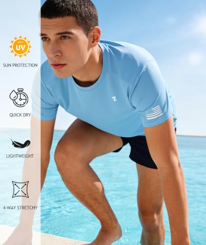 Men Rash Guard Shirts UV UPF 50+ Sun Protection Swim Shirt Short Sleeve Workout T-Shirts Lightweight Moisture Wicking Running Athletic Tee - image 7