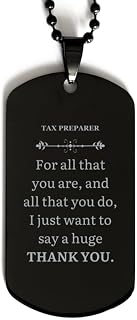Black Dog Tag Tax Preparer Engraved Thank You Gifts for Veterans Day and Christmas