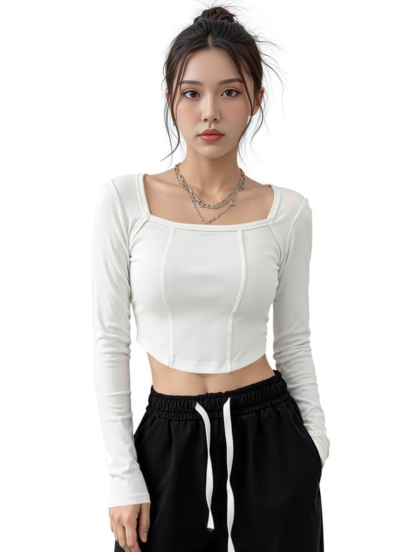 Dream Beauty Fashion Women’s Long Sleeve Slim Fit Crop Top/T-Shirt Square Neck Casual (Top-Avatar-1) Dream Beauty Fashion Women’s Long Sleeve Slim Fit Crop Top/T-Shirt Square Neck Casual (Top-Avatar-1)