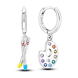 TINSLO Dangly Earrings for Woman 925 Sterling Silver Earrings for Women Cubic Zirconia Silver Dangle Earring for Women Fashion Drop Earring Gifts for Womens (Creative painter)