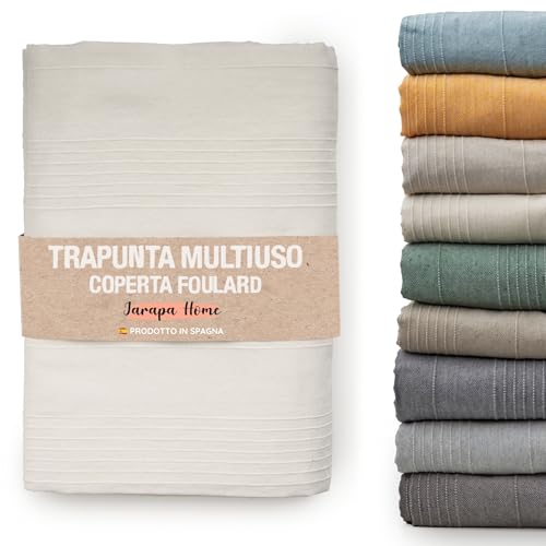 Copriletto estivo e copriletto multiuso per divani, copriletti bianchi. Plaid multiuso, copridivano, tessuto resistente e di qualità, prodotto in Spagna (Bianco Ecru, 180x280 cm)