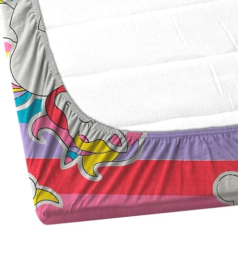 Image of DECORUM Glace Cotton All Around Elastic Fitted Single Bedsheet (72 inchx48 inch) with 1 Pillow Cover | Soft, Smooth & Wrinkle-Free Fabric | Fits Up to 6 inch Mattress | 200-220 TC