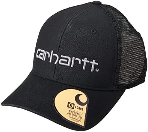 Carhartt Men's Canvas Mesh-Back Logo Graphic Cap, Black, OS