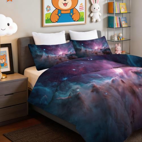 Edredón de 155 x 220 cm transpirable lavable 4 estaciones color lila temática estrellas 5