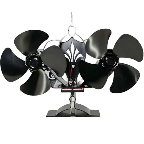 Ventilador de estufa de aleación de aluminio con estructura de doble taladro para una ventilación reforzada y acción silenciosa, negación de electricidad, ventilador de estufa de propulsión cálida de