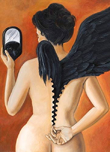 5x7 Print of original Painting Ryta Raven Crow Nude Gothic Halloween Surreal Woman Female Art Soul INTERIOR HOME HOUSE DESIGN DECOR DECORATION FINE WALL ART