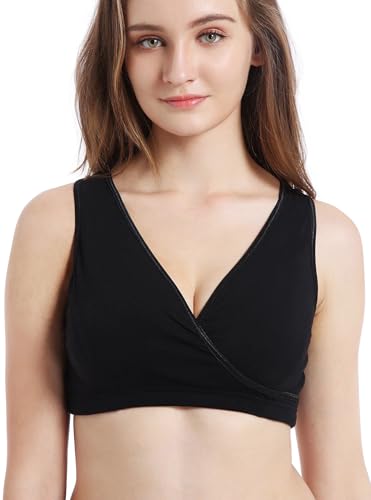 Image of CAKYE 3 Pack Maternity Nursing Sleep Bra Breastfeeding Cotton Bralette
