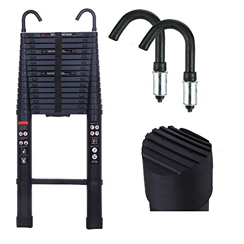 6 Metros Escalera Telescópica con 2 Ganchos de Seguridad Escalera Extensión Multiusos de...