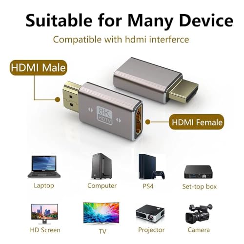 Image of RODMED 8K HDMI 2.1 Extender Adapter, 90 Degree Upward Angle Male to Female HDMI Adapter Extender Compatible with TV, Ro-ku, Firestick, Chrome-cast, Switch, Laptop, PC (Flat Shape)