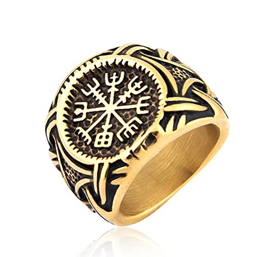 Anillo brújula vikinga Vegvisir en acero inoxidable miniatura 5