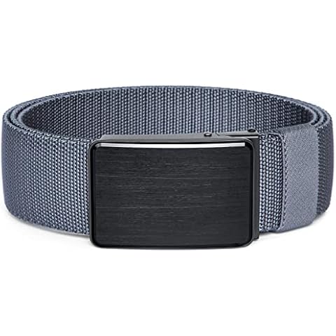 Founders & C Up to 60" Stretch Belts for Men,1.5" Heavy Duty Webbing Nylon Belt with Quick Release Metal Buckle for Golf Work Hikking (Grey, 46"-50" Waist Adjustable) Cover