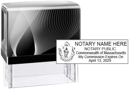 Hubco Impresora 40 Sello notario autoentintado - Massachusetts (caja negra)