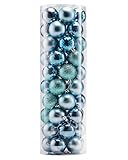 WeRChristmas - Set di decorazioni natalizie, 50 palline, in plastica infrangibile turchese blu