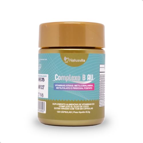 120 cápsulas Complexo de Vitaminas B Ativas B1, B2, B3, B5, B6, B...