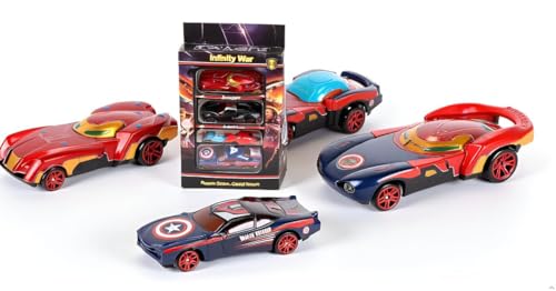 Image of Royals hub Mini Metal Car for Kids, Car Pack of 4 Mini Racers Series Diecast Cars Suitable for Children, Movie Vehicle Racing Cars for Competition and Story Play - Multicolor