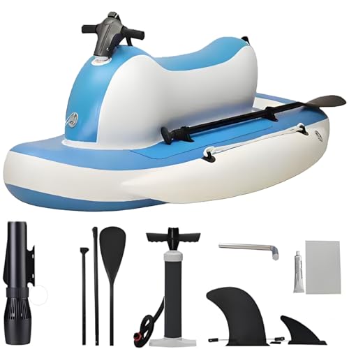 【Prestazioni potenti ed efficienti】: galleggiante motorizzato gonfiabile per piscina con moto d'acqua ad alta velocità con modalità a 10 velocità, lama subacquea 1800-2700 giri/min, principi fluidodinamici, lame angolate in modo unico generano un flusso d'acqua ottimale per un aumento stabile, ottenere una velocità fluida, velocità 3-9 km/h, velocità di trasmissione senza sforzo ing il tuo SUP, kayak ak, o anche te stesso durante lo snorkeling