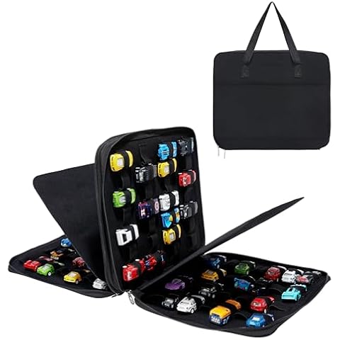 HUHYNN 112 Toy Cars Storage for Hot Wheels or Matchbox Cars, Portable Storage Case with 112 Slots for Hot Wheels, Bag Only (Black) Cover