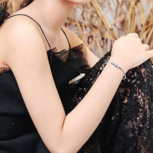 KunBead Jewelry Women Girls Initial Letter Cuff Bracelet Silver Alphabet Love Heart Bangle Bracelets Gift for Birthday Stainless Steel - Image 5