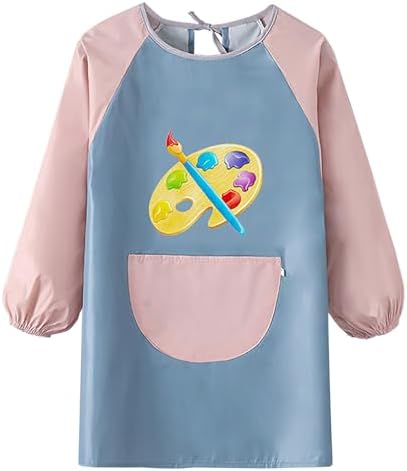 LEADSTAR 2 Pièces Longue Manches Tablier de Peinture,Imperméable Blouse de Peinture pour Enfant