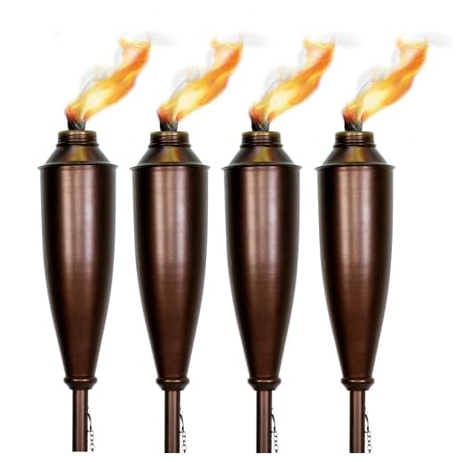 Tikki Torch - Deco Home Set of 4 Tikki Torch - 60inch Citronella Garden Outdoor/Patio Flame Metal Torch - Brown
