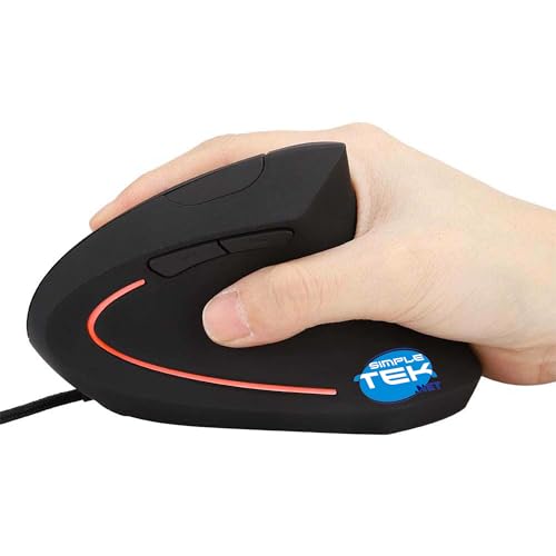 Ratón vertical SIMPLETEK con cable ergonómico 6D y luces LED para oficina 5