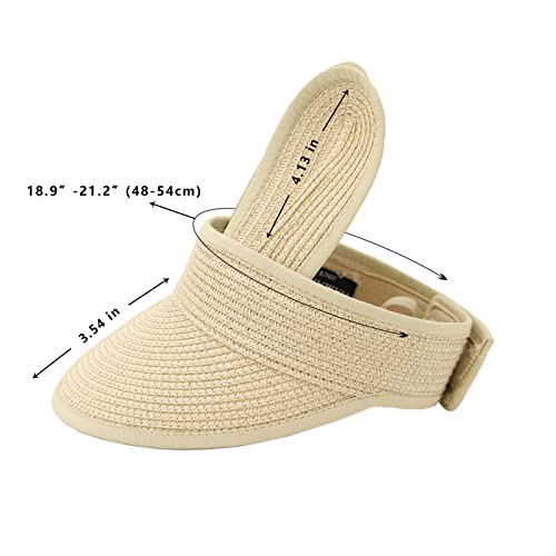 Unisex Kids Baseball Cap Summer Sun Visor Hat Beach Straw Caps Long Brim Visors For Children Bunny Ears Boys And Girls Beige #TOP1