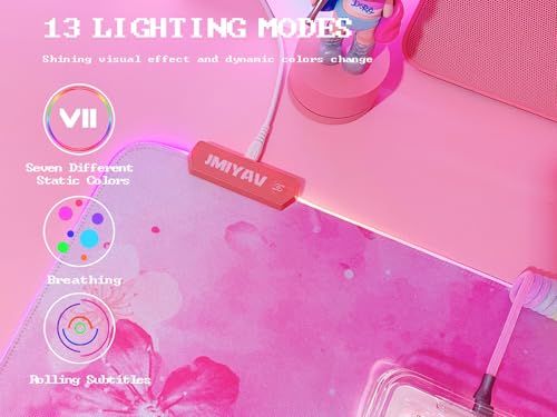 JMIYAV RGB Cherry Blossom Gaming Mouse Pad Pink