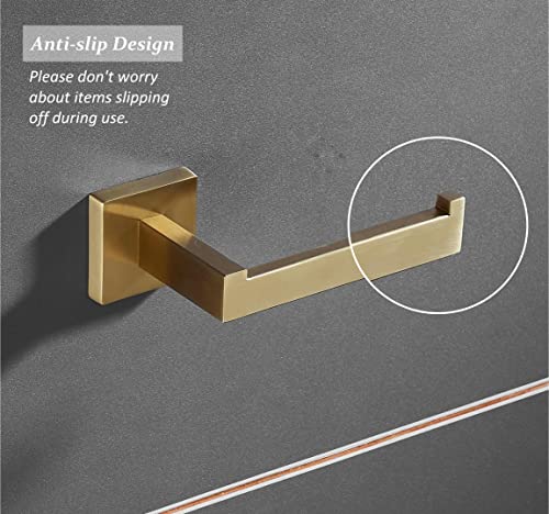 3 Pieces Bathroom Hardware Accessories Set Towel Bar Set,Hand Towel Holder,Toilet Paper Holder,Robe Hook,Brushed Gold Sus 304 Stainless Steel Wall Mounted,Shunli #TOP6