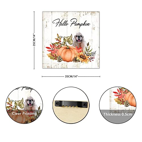 Plaque murale en bois rustique artisanale Hello Pumpkin - 3