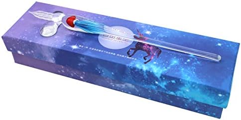 Gullor Jellyfish Glass Dip Pen, Borosilicate Glass Signature Pen Crystal Dip Sign Pen Ink Set, Lake Blue