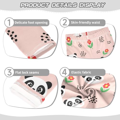 J JOYSAY Panda Red Flowers Girls Leggings Soft Comfortable Long Kids Toddler Leggings Size 4-10T3