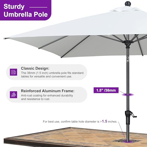 Image of PURPLE LEAF Patio Market Umbrella 8' x 8' Square Tilt White 8 Ribs Garden