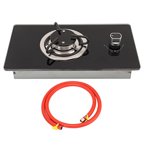 Cuisinière à Gaz RV 1 Brûleur Table de Cuisson Feu Réglable en Continu Verre trempé pour Caravane de Yacht