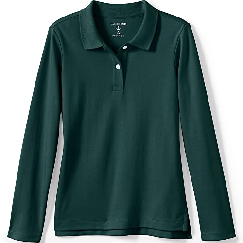 Image of Lands' End School Uniform Girls Long Sleeve Feminine Fit Interlock Polo Shirt