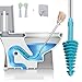 Produktbild Parnerme Toilettenkolben für Badezimmer, WC, Dredge Rohr, Flexibler Kopf, Siphon, Kolben Typ WC-Verstopfer, Dredge Rohr, Edelstahlgriff mit Wandhaken und Haushaltshandschuhen