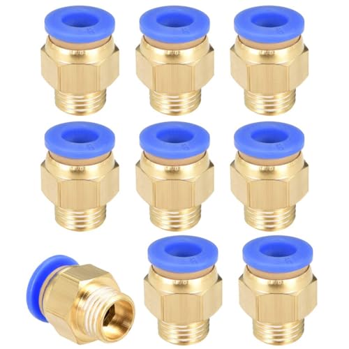 TA-VIGOR Lot de 9 raccords pneumatiques de 6 mm, filetage mâle G1/4, coupleur droit à connexion rapide, connecteurs de ligne d'air pour systèmes pneumatiques et compresseurs d'air