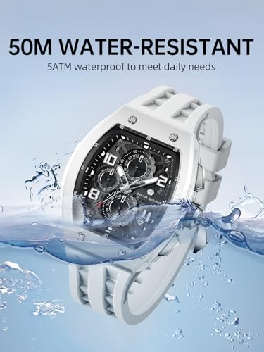 Image of Tsar Bomba Mens Watches Quartz Wristwatch for Men Waterproof 50M Analog Luxury Tonneau Chronograph Calendar Date Men's Dress Business Work Watch Gift for Men