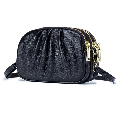 Small Crossbody Bag for Women Trendy，Genuine Leather Crossbody Cell Phone Purse with Triple Compartments.