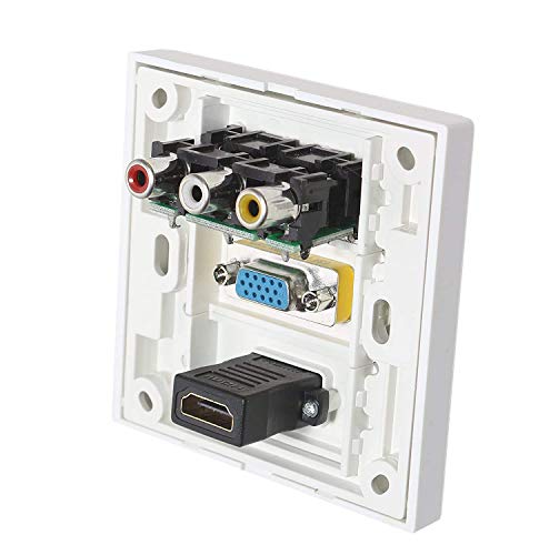 Image of HDMI /VGA /3RCA Multimedia Modular Wall Socket Face Plate Socket Plug Jack Cable or Adapter for Home /Office. (HDMI /VGA /3RCA)