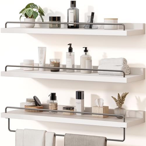 Seocry Bathroom Shelves, Wall Shelf Set of 3, Floating Shelves,